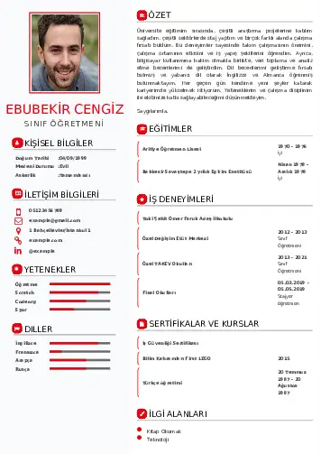 Sınıf Öğretmeni Cv Örnekleri cv indir